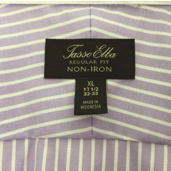 Tasso Elba 100% Supima Cotton Purple White Striped Button Up Shirt XL NWT - Picture 4 of 7